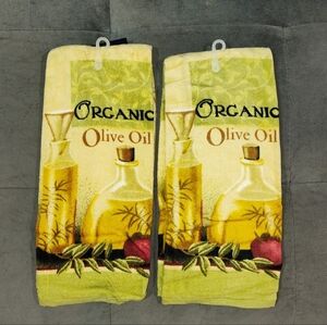 CROFT & BARROW ORGANIC OLIVE OIL MICROFIBER KITCHEN TOWELS 14x24 & TABLE COVER
